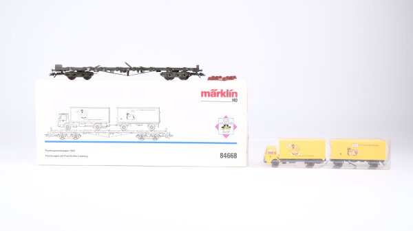 Märklin H0 84668 Flachwagen Post-Lastzug DB Postmuseumswagen 1995