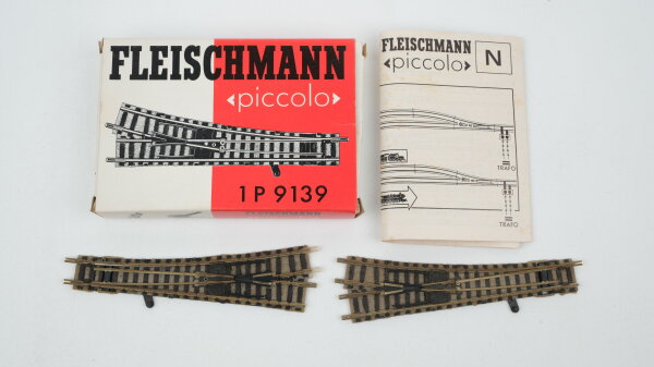 Fleischmann N 9139 piccolo Handweichenpaar mit Stromführung (gebrauchter Zustand)