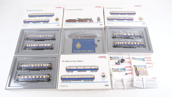 Märklin H0 2881 Reisezugwagen-Set "Der Hofzug von Kaiser Wilhelm II." mit Dampflok BR S 10 K.P.E.V. Wechselstrom Delta Digital (Gestänge defekt)