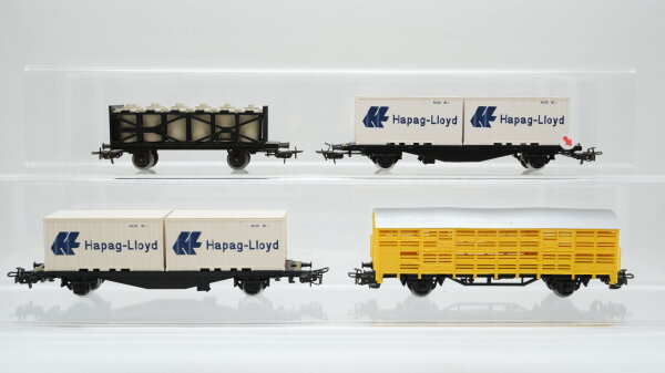 Märklin H0 Konvolut Containertragewagen "Hapag-Lloyd" Viehtransportwagen Säurefasswagen (Anbruchstelle)