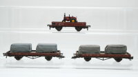 Roco H0 Konvolut Niederbordwagen mit Ladung "Transporter unter Plane, Lanz" DB