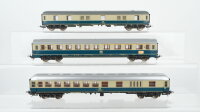 Lima H0 Konvolut Abteilwagen 1./2.Kl. Personenwagen mit Stückgutabteil 2.Kl. Packwagen beige/oceanblau DB