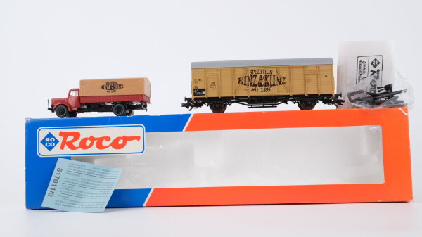 Roco H0 44100 Güterwagen mit LKW (Spedition Hinz & Kunz) DB