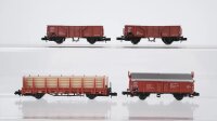 Arnold N Konvolut Mittenselbstentladewagen Schiebedachwagen Rungenwagen mit Holz DB