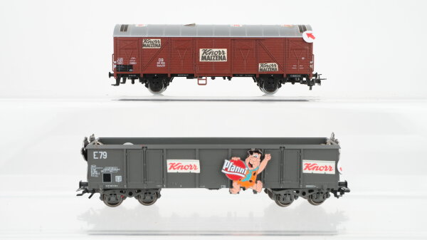 Märklin H0 Konvolut gedeckter Güterwagen Hochbordwagen DB SNCF (Beklebt/Modifiziert "Knorr Pfanni")