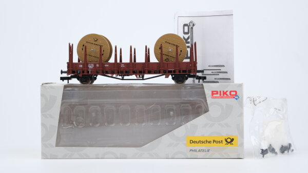 Piko H0 72049 Rungenwagen Rmms33 beladen mit Kabelrollen DB