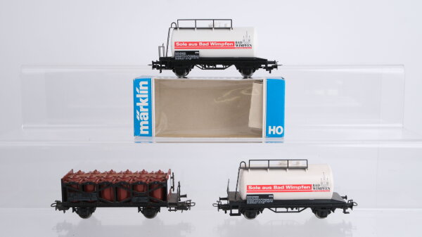 Märklin H0 Konvolut Kesselwagen "Sole aus Bad Wimpfen" Säurefasswagen DB/u.a.