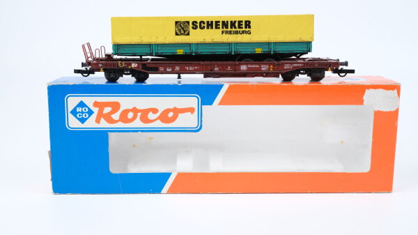 Roco H0 46356 Taschenwagen mit Sattelauflieger (Schenker) DB