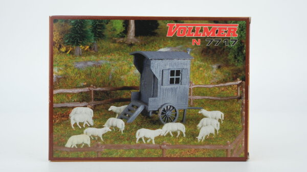 Vollmer N 7717 Schäferwagen mit Schafherde