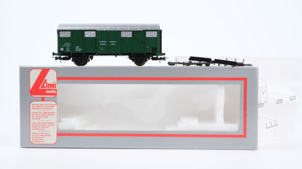 Lima H0 303629K gedeckter Güterwagen "9 Campagna Internaz.Le Sicurezza Lavoro" FS