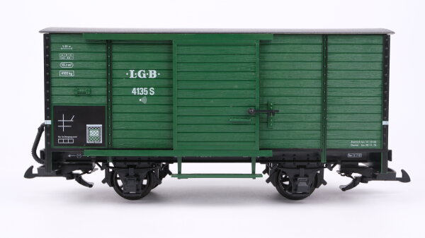 LGB G 4135 S gedeckter Güterwagen grün  (Sound geprüft)