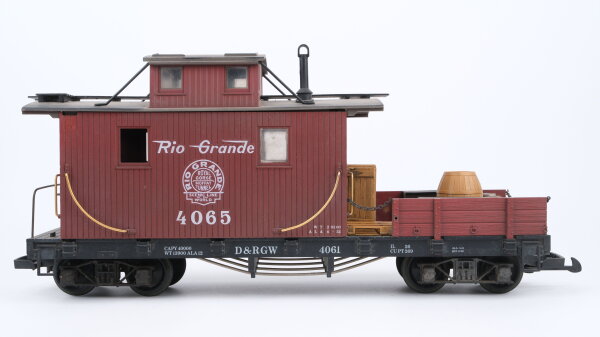Eigenbau LGB G Caboose braun mit Beladung "Rio Grande 4065" D&RGW