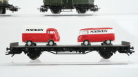 Märklin H0 Konvolut Behältertragewagen VTG gedeckter Güterwagen mit Zugschluss Güterzugbegleitwagen Flachwagen mit VW-Transporter DB