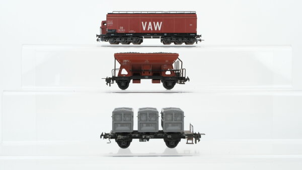 Unbekannt H0 Konvolut Selbstentladewagen Behältertragewagen Silowagen VAW DB