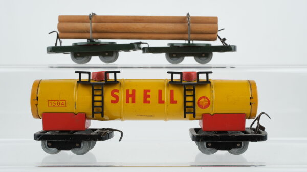 Billerbahn H0 Konvolut 1504 Kesselwagen Shell Drehschemelwagen mit Holz