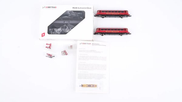 Hobbytrain N H2674 Schienenbus mit Beiwagen BR VT11/ VT12 Jägermeister 2-teilig Gleichstrom