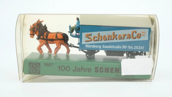 Rietze H0 60010 Pferdefuhrwerk mit Anhänger 100 Jahre Schenker Nürnberg