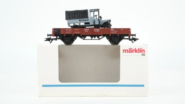 Märklin H0 84504 Niederbordwagen mit Lkw  X der DRG