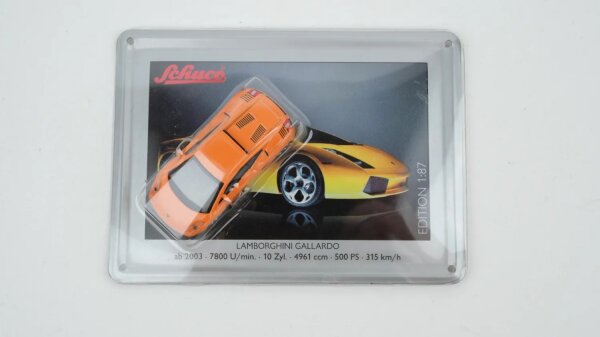 Schuco H0 Lamborghini Gallardo orange mit Blechschild