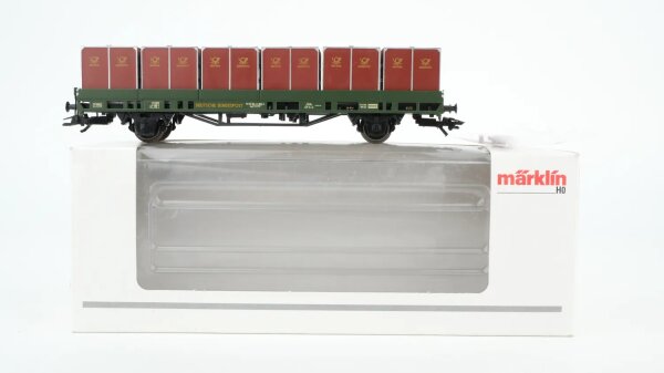 Märklin H0 48584 Niederbordwagen mit Rollplattenbehältern  Post 2-t13 der DBP