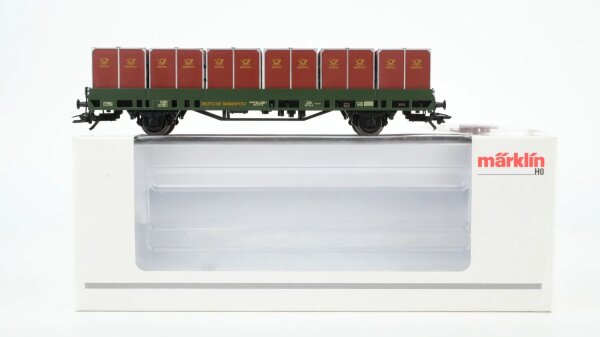 Märklin H0 48584 Niederbordwagen mit Rollplattenbehältern  Post 2-t13 der DBP