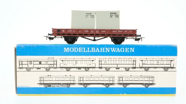Piko H0 5/6416-018 Niederbordwagen mit 2 Containern DR