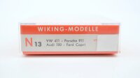 Wiking N 13 Fahrzeug-Set VW 411, Porsche 911, Audi 100, Ford Capri