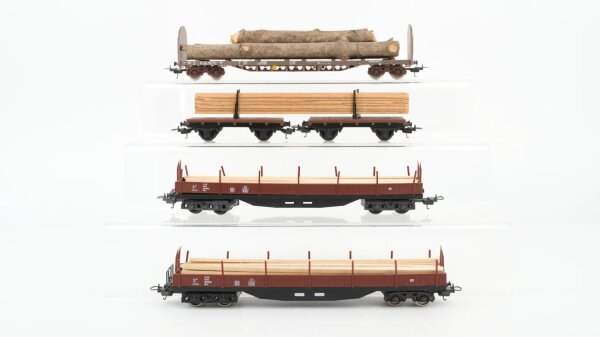 Lima H0 Konvolut Hochbordwagen Drehschemelwagen Stirnwandwagen mit Langholz DB u.a.