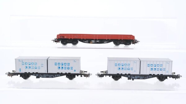 Märklin H0 Konvolut Containertragewagen Hapag Lloyd Niederbordwagen DB
