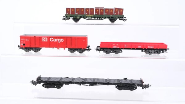Märklin H0 Konvolut Rungenwagen Hochbordwagen Niederbordwagen Niederbordwagen mit Post-Behälter DB