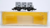 Minitrix N 51 3536 00 Behältertragwagen, Ladung: 3...