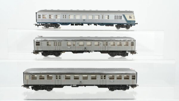 Märklin H0 Konvolut Silberlinge Personenwagen mit Führerstand und Stückgutabteil 2.Kl. Personenwagen 1./2.Kl. Steuerwagen mit Stückgutabteil 2.Kl DB (teilw. bemalt)