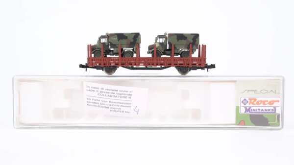 Roco N 929 Rungenw. bel. mit 2 Unimog (Tarnfarben) Kbs 442 DB