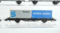 Unbekannt H0 Konvolut Containertragewagen Seatrain Dietrich Kesselwagen Esso mit Schienenreiiger Behältertragewagen Autotransportwagen DB/u.a. (Abbruch)