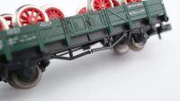 Fleischmann N 8201 Niederbordwagen X 82 beladen mit Eisenbahnrädern DB