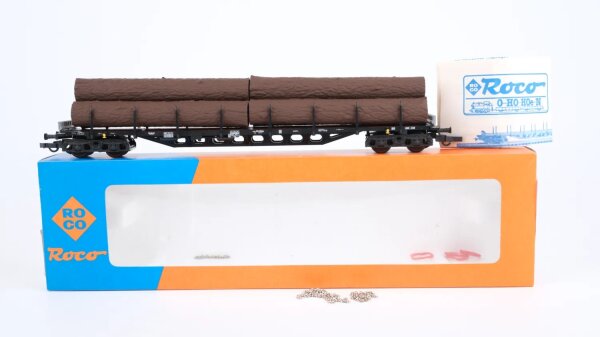 Roco H0 4360 Rungenwagen mit Baumstämmen DB