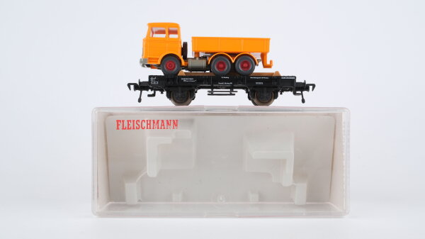 Fleischmann H0 5219 Flachwagen mit LKW (Mercedes) 30 80 942 0 622-1 DB