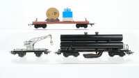 Unbekannt H0 Konvolut Schienenreinigungswagen Flachwagen beladen Kranwagen DB u.a.