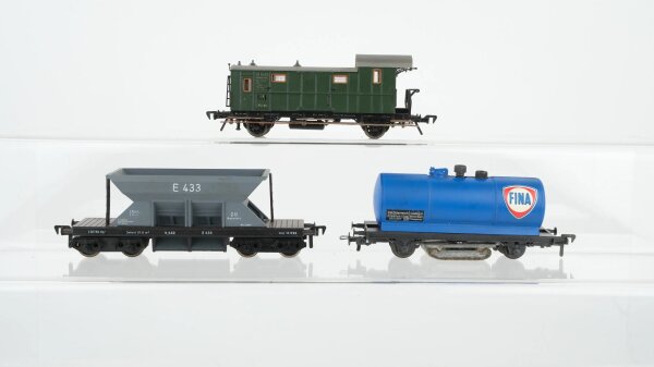Unbekannt H0 Konvolut Schienenreinigungswagen "Fina" Selbstentladewagen Güterzugbegleitwagen DB ÖBB