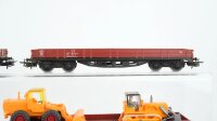 Märklin H0 Konvolut Niederbordwagen teilbeladen mit Baustellenfahrzeugen DB