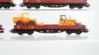 Märklin H0 Konvolut Niederbordwagen teilbeladen mit Baustellenfahrzeugen DB