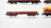 Märklin H0 Konvolut Niederbordwagen teilbeladen mit Baustellenfahrzeugen DB