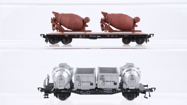 Klein Modellbahn u.a. H0 Konvolut Schwerlastwagen beladen Behältertragwagen Von Haus zu Haus DB