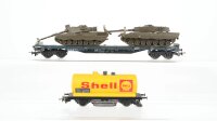 Unbekannt H0 Konvolut Schwerlastwagen mit Panzer...