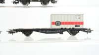 Märklin H0 Konvolut Containertragwagen teilbeladen Rungenwagen Drehschemelwagen mit Langholz DB u.a.
