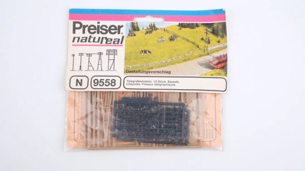 Preiser N 9558 Telegrafenmasten 10 Stück