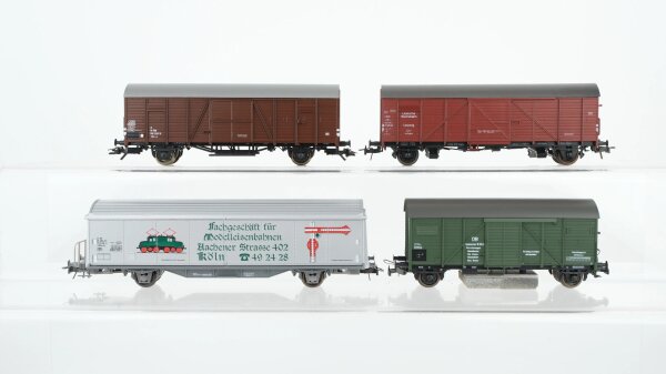 Roco/Sachsen Modelle H0 Konvolut gedeckte Güterwagen Schiebewandwagen gedeckter Güterwagen mit Schienenreiniger DB/u.a.