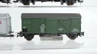 Roco/Sachsen Modelle H0 Konvolut gedeckte Güterwagen Schiebewandwagen gedeckter Güterwagen mit Schienenreiniger DB/u.a.