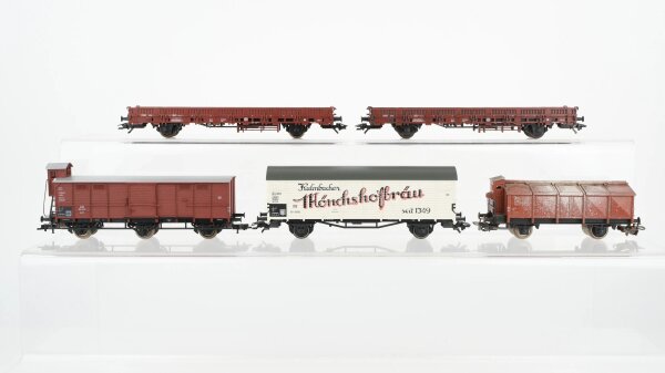 Trix H0 Konvolut Niederbordwagen Klappdeckelwagen Bierwagen Mönchshofbräu gedeckter Güterwagen DB