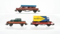 Märklin H0 Konvolut Niederbordwagen mit Ladung LKW...